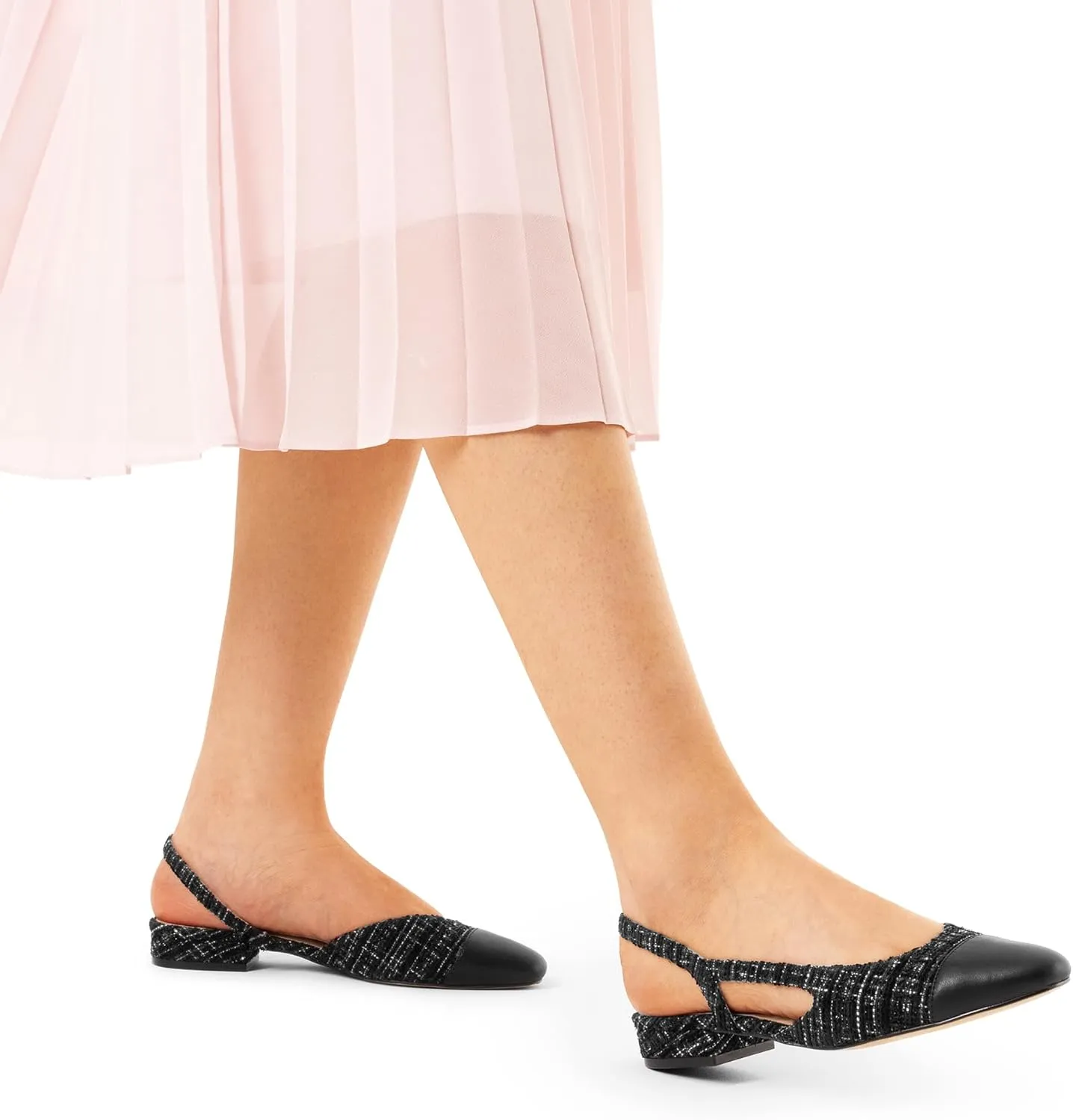 DREAM PAIRS Slingback Ballet Flats for Women Square Cap Toe Low Heel Dress Shoes Comfortable Work Flats for Office Party Wedding Business Casual