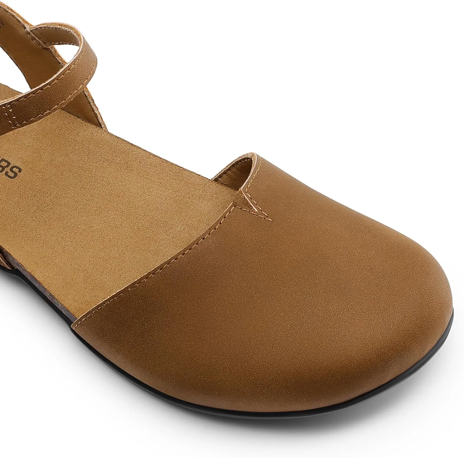 DREAM PAIRS Women's Closed Toe Sandals Arch Support Comfort Cork Footbed Flat Sandals Summer Shoes