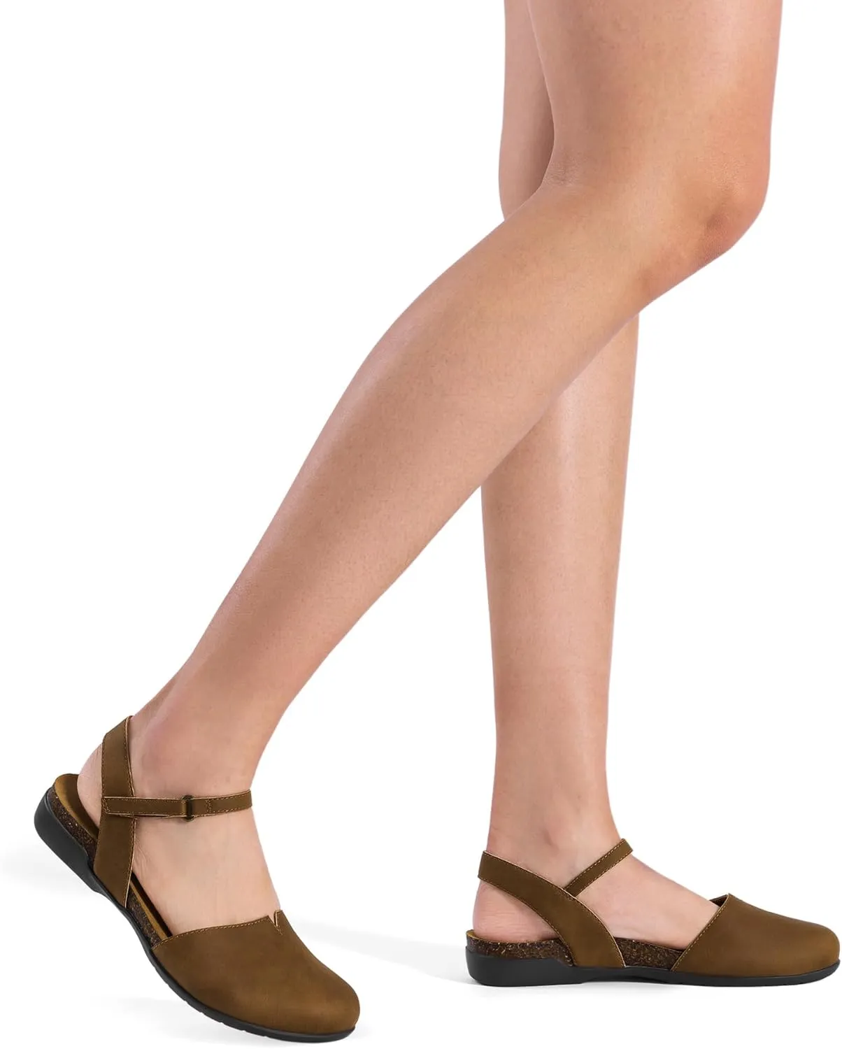 DREAM PAIRS Women's Closed Toe Sandals Arch Support Comfort Cork Footbed Flat Sandals Summer Shoes