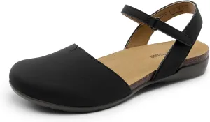 DREAM PAIRS Women's Closed Toe Sandals Arch Support Comfort Cork Footbed Flat Sandals Summer Shoes