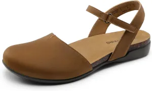 DREAM PAIRS Women's Closed Toe Sandals Arch Support Comfort Cork Footbed Flat Sandals Summer Shoes