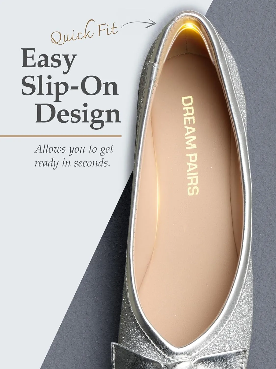 DREAM PAIRS Women's Low Wedge Dressy Flats, Comfortable Square Toe Rhinestone Wedding Shoes