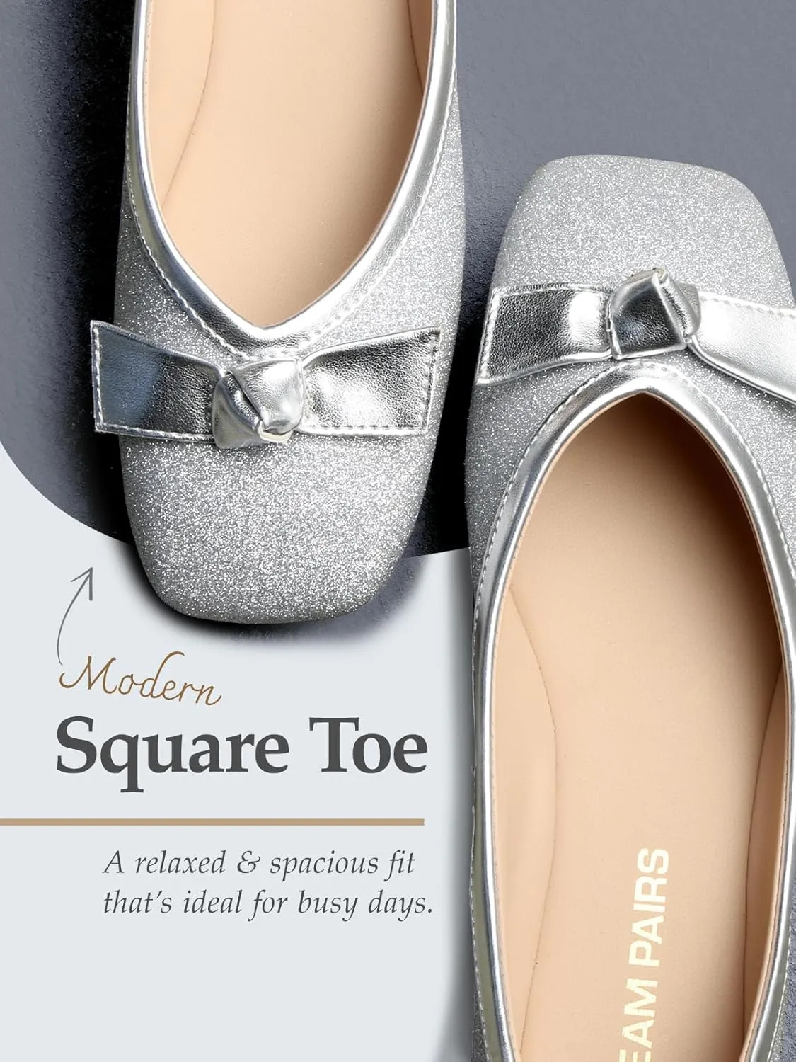 DREAM PAIRS Women's Low Wedge Dressy Flats, Comfortable Square Toe Rhinestone Wedding Shoes