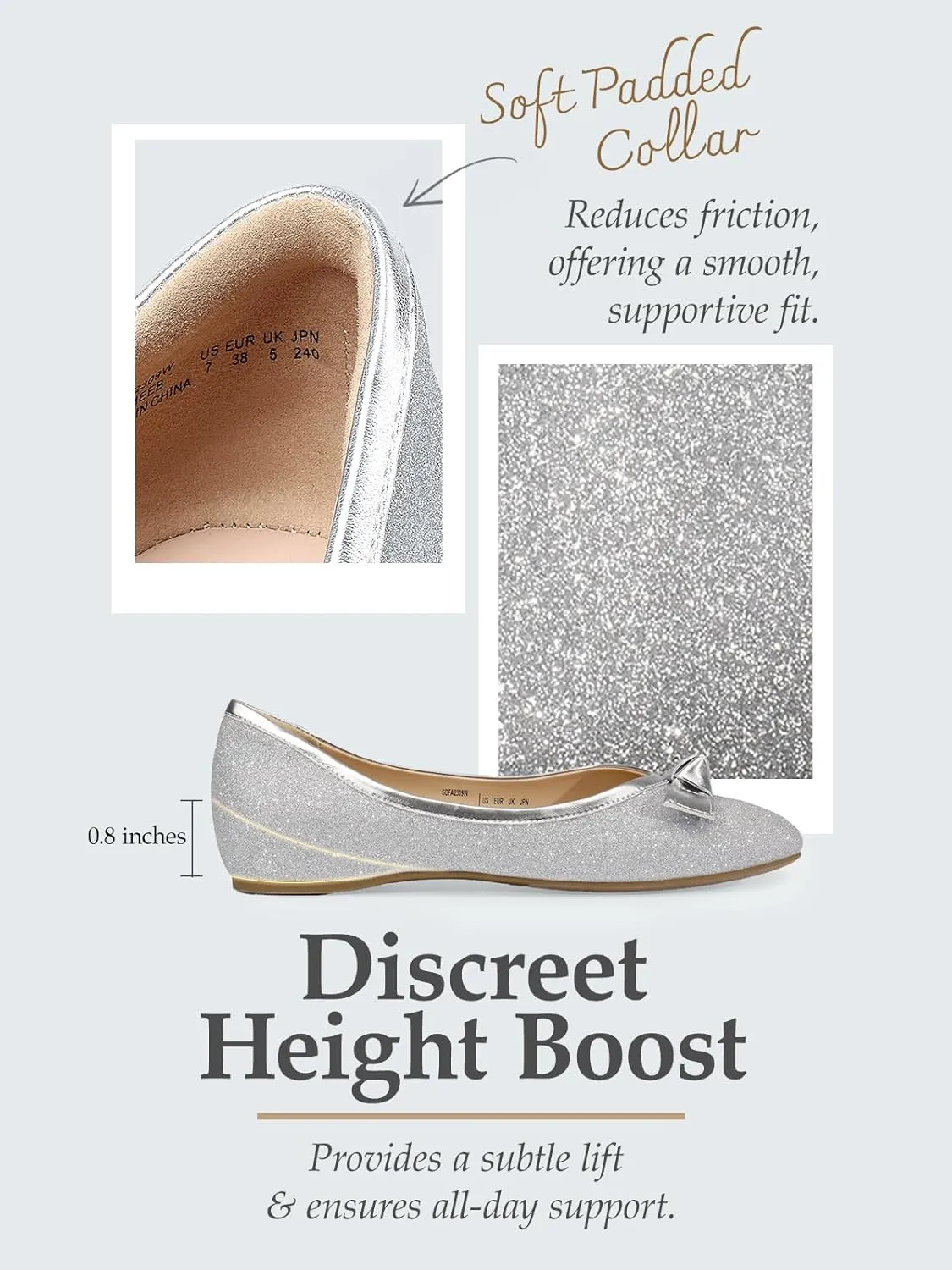 DREAM PAIRS Women's Low Wedge Dressy Flats, Comfortable Square Toe Rhinestone Wedding Shoes