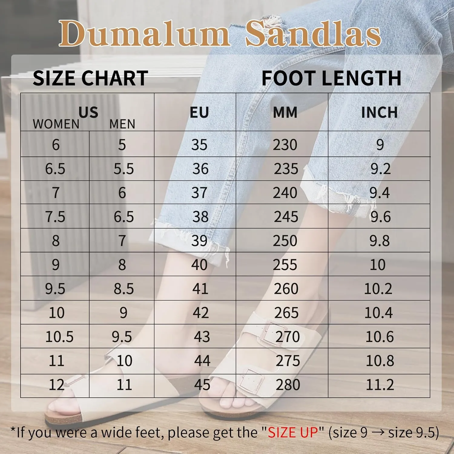 Dumalum Womens Flat Sandals with Cork Footbed Open Toe Slides Adjustable Slip On Slippers for Summer Beach Sandals Arch Support Size 6-12