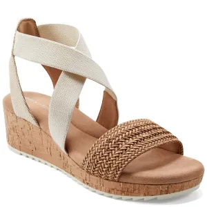 Easy Spirit Women's Lorena Wedge Sandal, Light Natural/Beige, 8.5