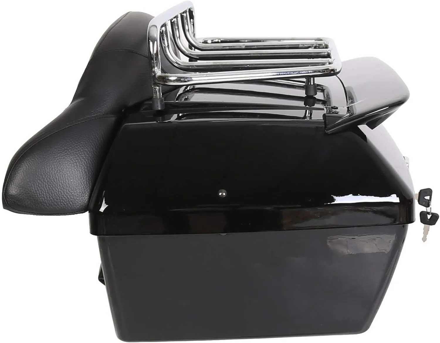 ECOTRIC Universal Motorcycle Trunk W/Taillight & Backrest Luggage Rack Compatible with Harley Honda Yamaha Cruiser Road King Steet Road Glide Fatboy Softail Tour Pack Tail Box Top Case (50L)
