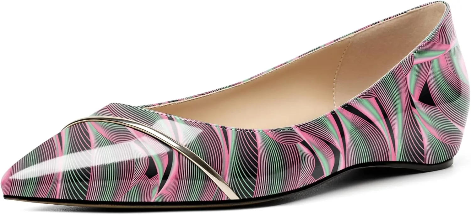 Eldof Flats Shoes Women Comfortable Pointed Toe Slip On Loafer Flats Pumps for Office Casual Dressy