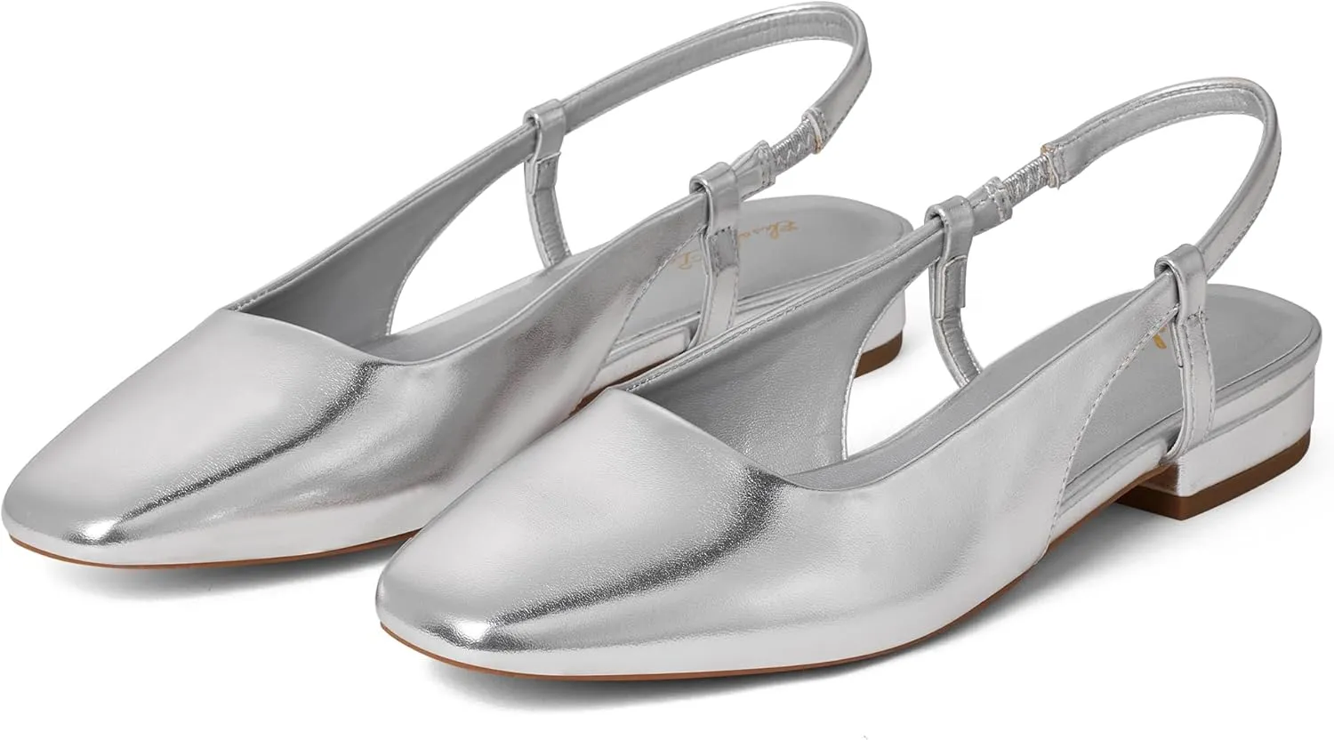 Elisabet Tang Women's Slingback Flats Closed Square Toe 1 Inch Slip-on Work Party Wedding Prom Casual Dressy Comfortable Flats