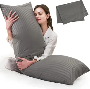 ELNIDO QUEEN Body Pillow for Adults-with Dark Gray Stripe Cover, Full Body Pillow Insert for Side Sleeper, Long Bed Pillow for Sleeping(20 x 54 Inch)