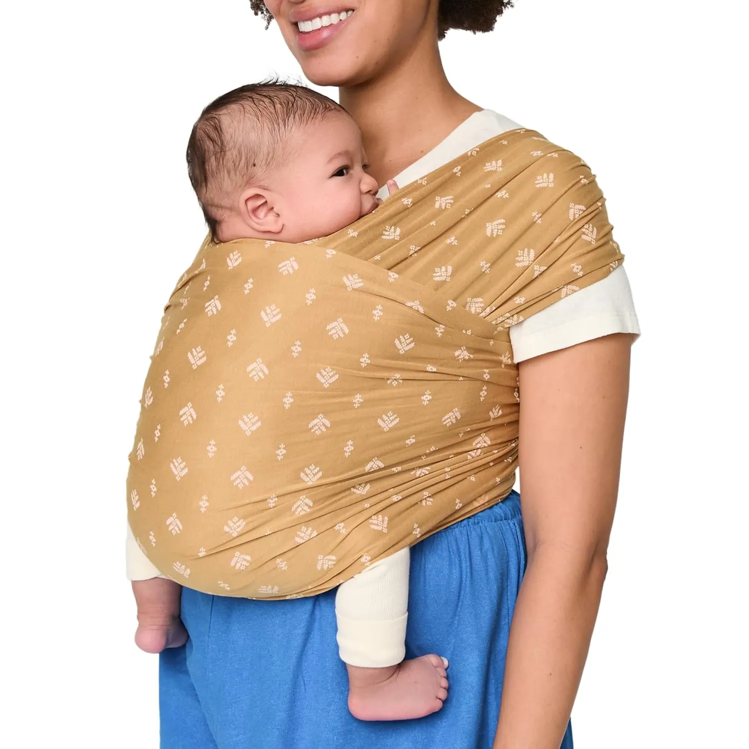 Ergobaby Sustainable Knit Aura Baby Carrier Wrap for Newborn to Toddler (8-25 Pounds), Camel Harvest