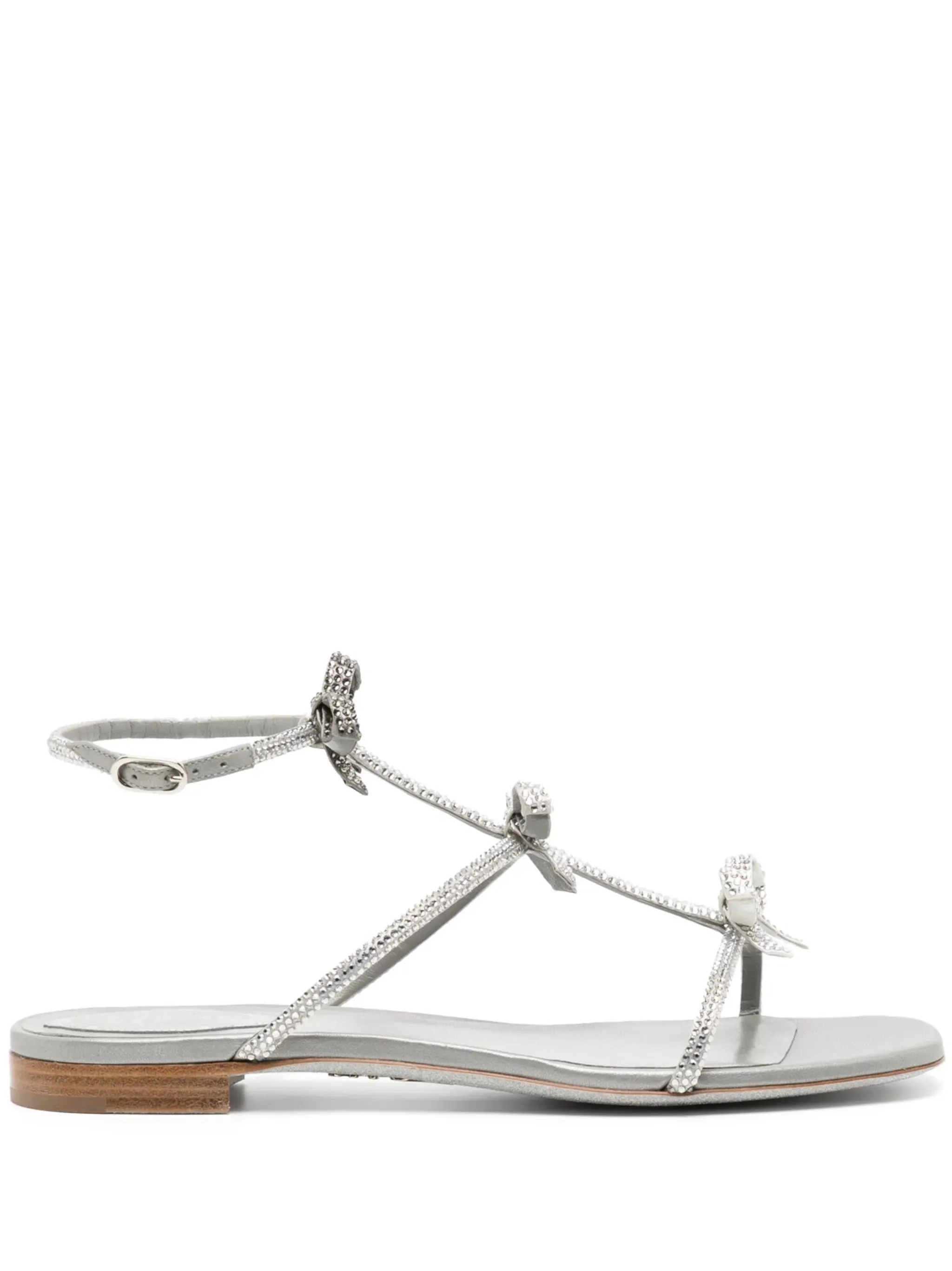 Eye-catching flat bow-detail Value for money sandals crystal-embellished