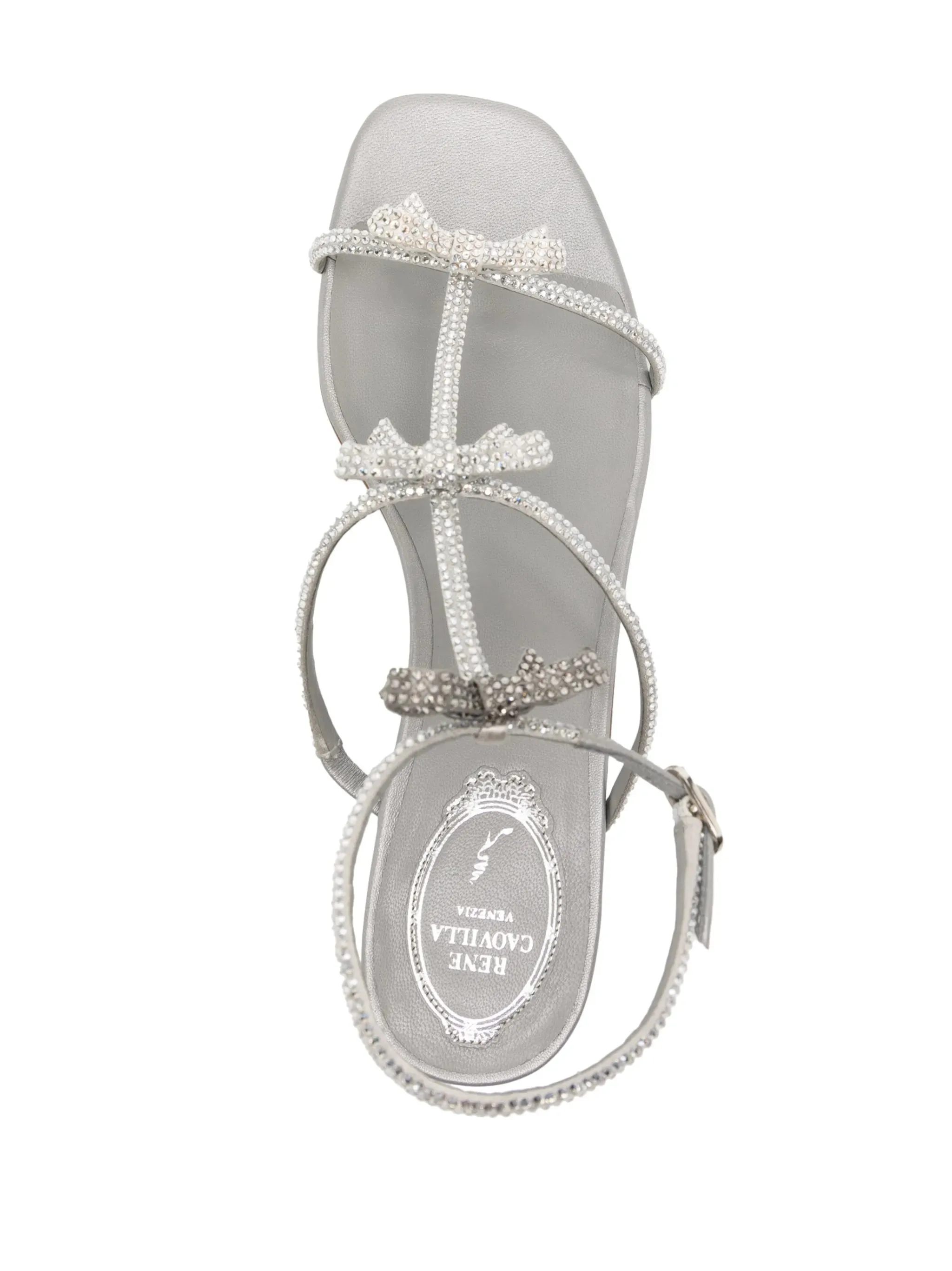 Eye-catching flat bow-detail Value for money sandals crystal-embellished