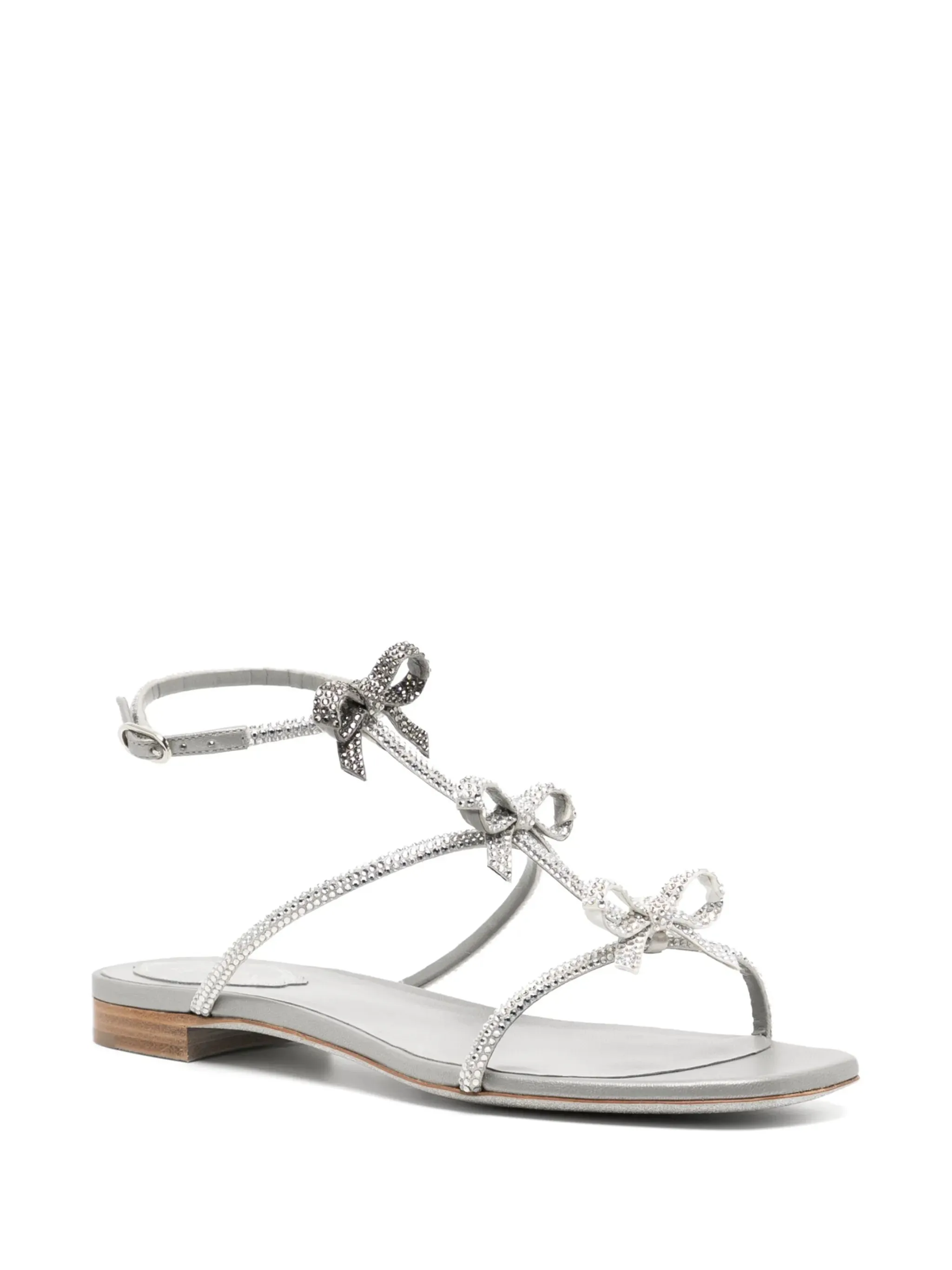 Eye-catching flat bow-detail Value for money sandals crystal-embellished