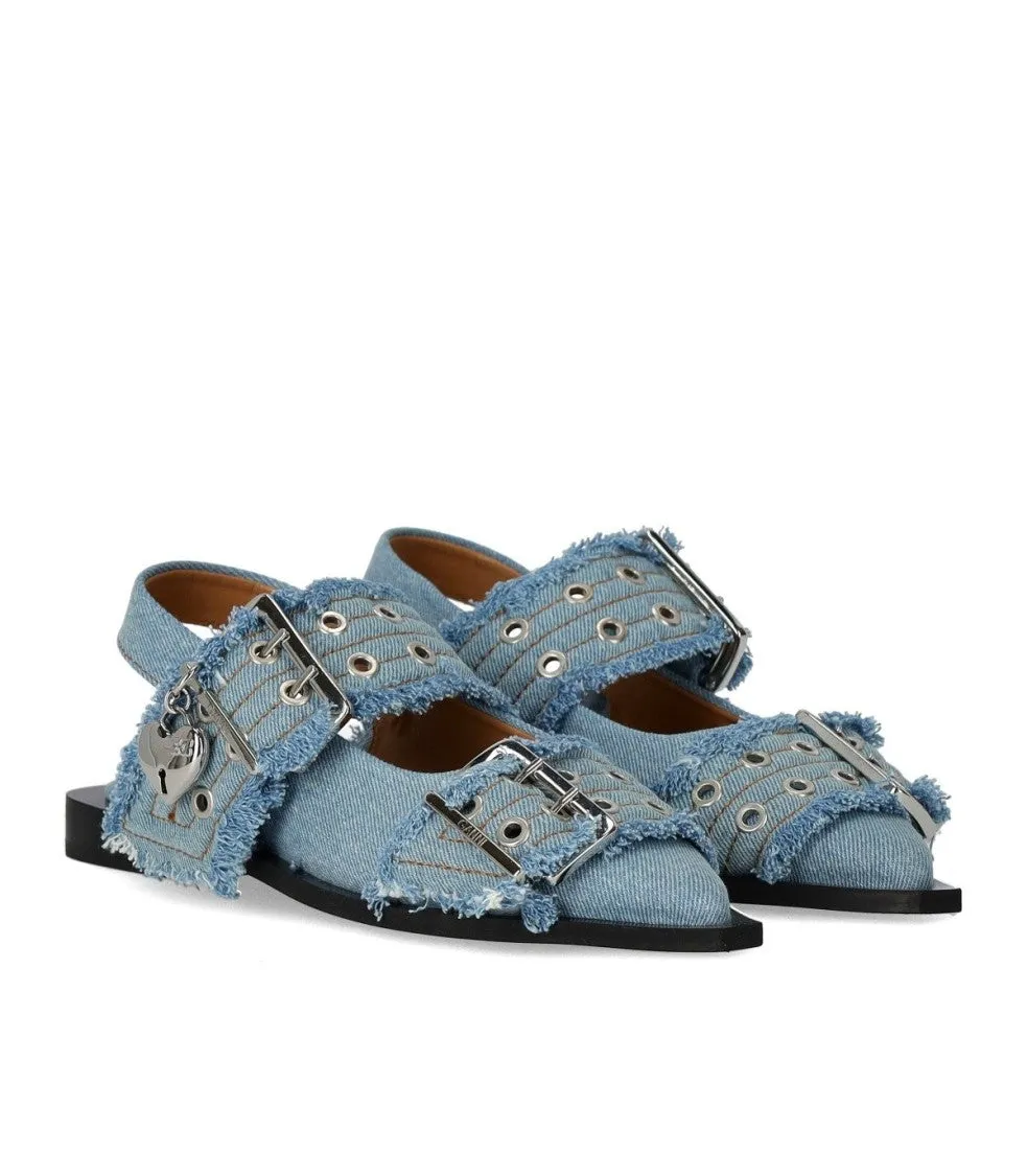 Faded Denim Slingback Ballet Flat Shoe