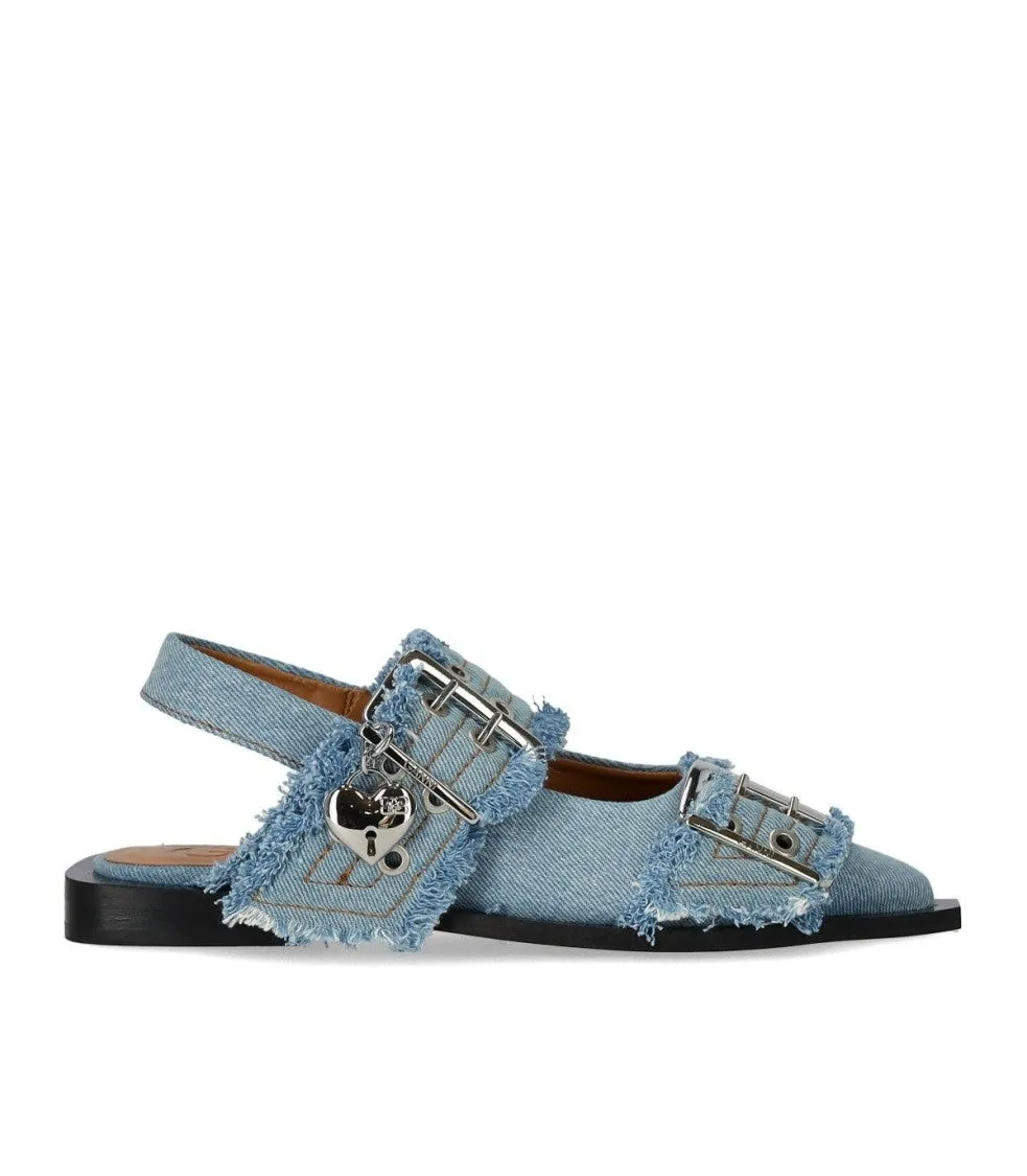 Faded Denim Slingback Ballet Flat Shoe