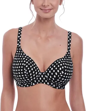 Fantasie Santa Monica Plunge Underwire Bikini Top (6722),38E,Black/White