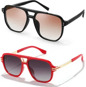 FEISEDY Oversized Retro Square Aviator Sunglasses Women Men B2835 B0106
