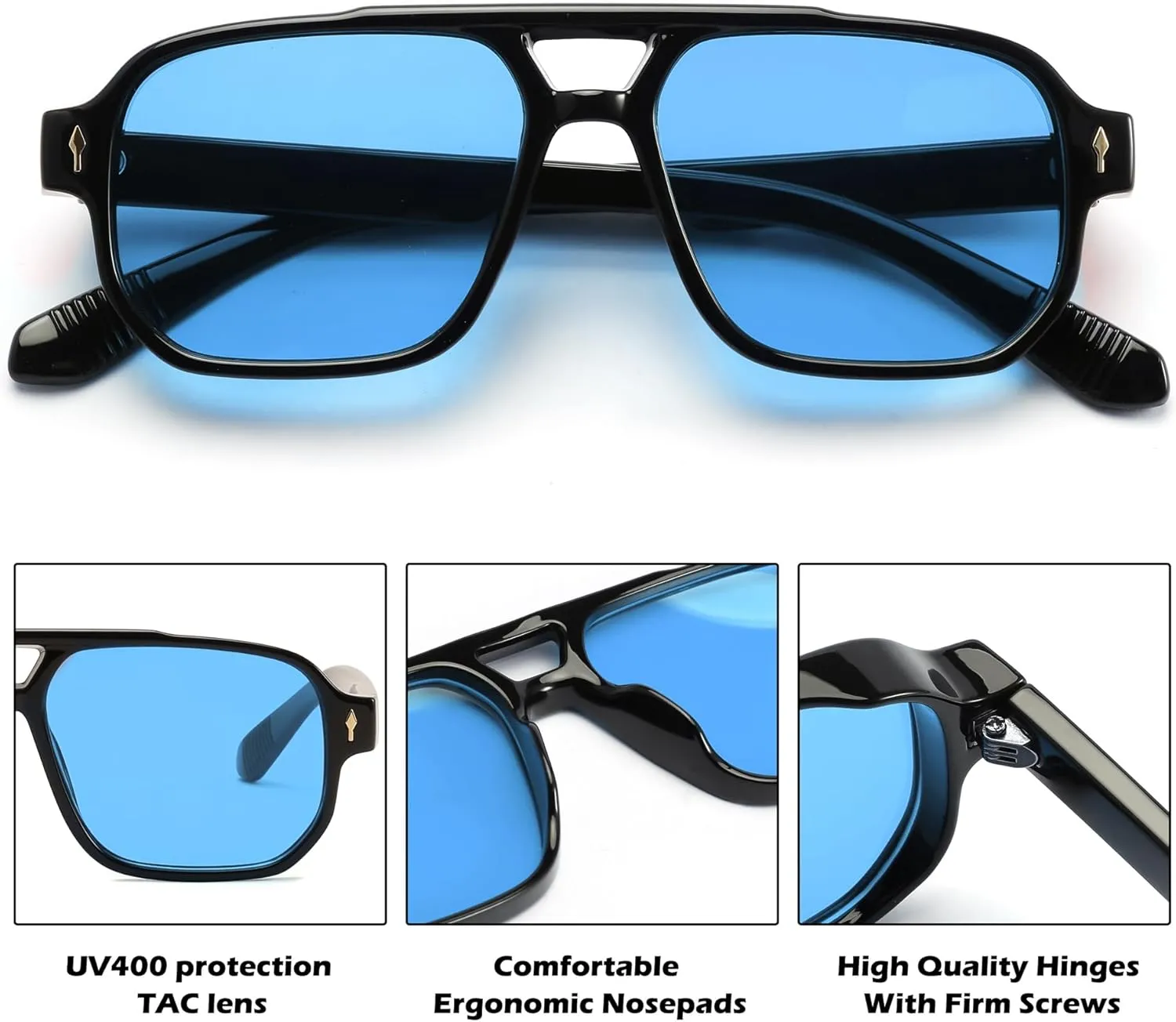 FEISEDY Retro Square Aviator Sunglasses Women Men, 70s Small Vintage Rectangle UV400 Sun Glasses B9120