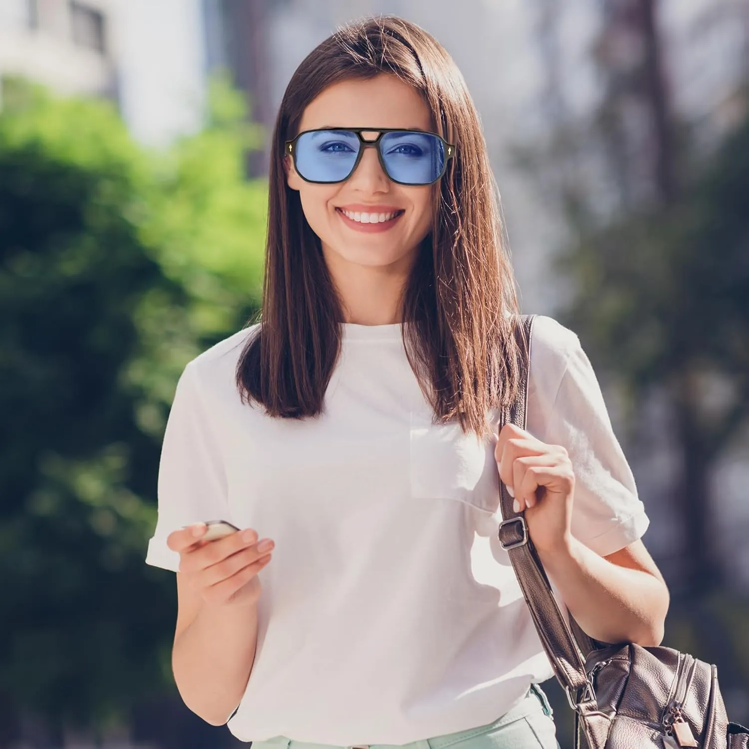 FEISEDY Retro Square Aviator Sunglasses Women Men, 70s Small Vintage Rectangle UV400 Sun Glasses B9120