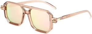 FEISEDY Vintage Square 70s Flat Aviator Sunglasses Women Men Classic Retro Stylish Frame UV400 Sunglasses B2622