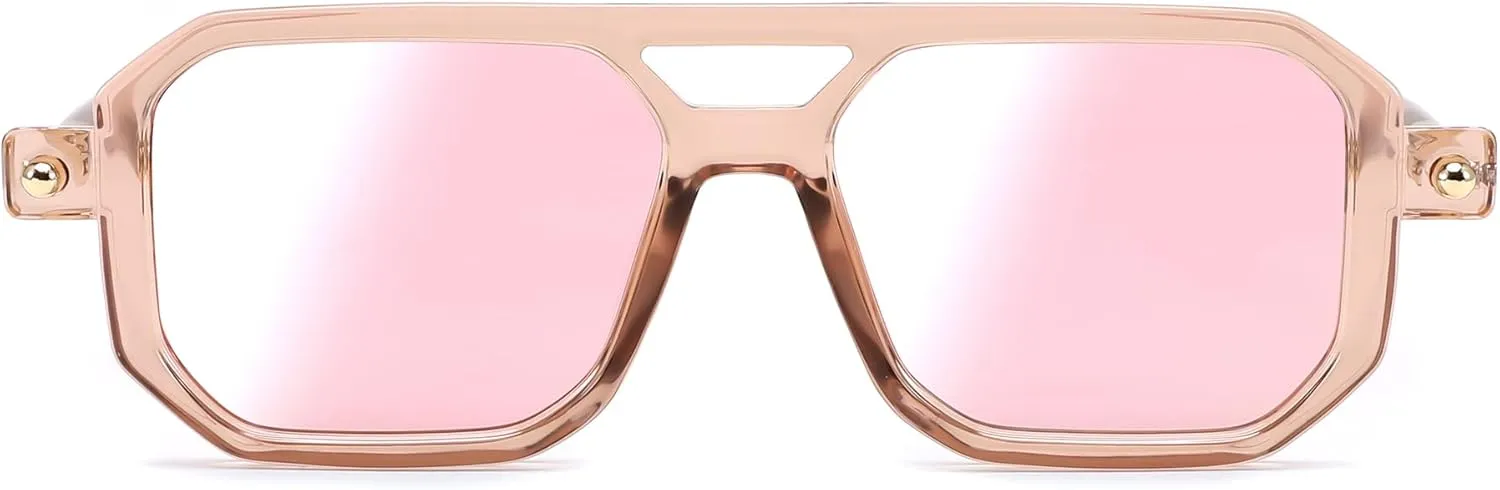 FEISEDY Vintage Square 70s Flat Aviator Sunglasses Women Men Classic Retro Stylish Frame UV400 Sunglasses B2622