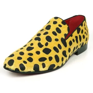 FI-7532 Gold Black Leopard Pony Hair Slip on Loafer Fiesso by Aurelio Garcia