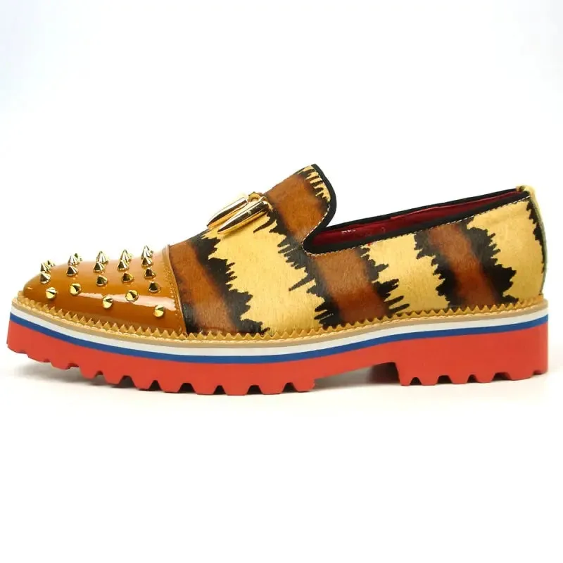 Fiesso FI-7455 Brown Slip on Loafers