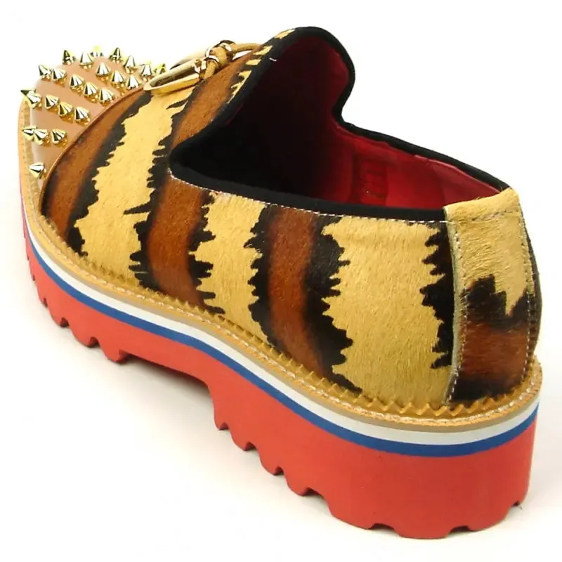 Fiesso FI-7455 Brown Slip on Loafers
