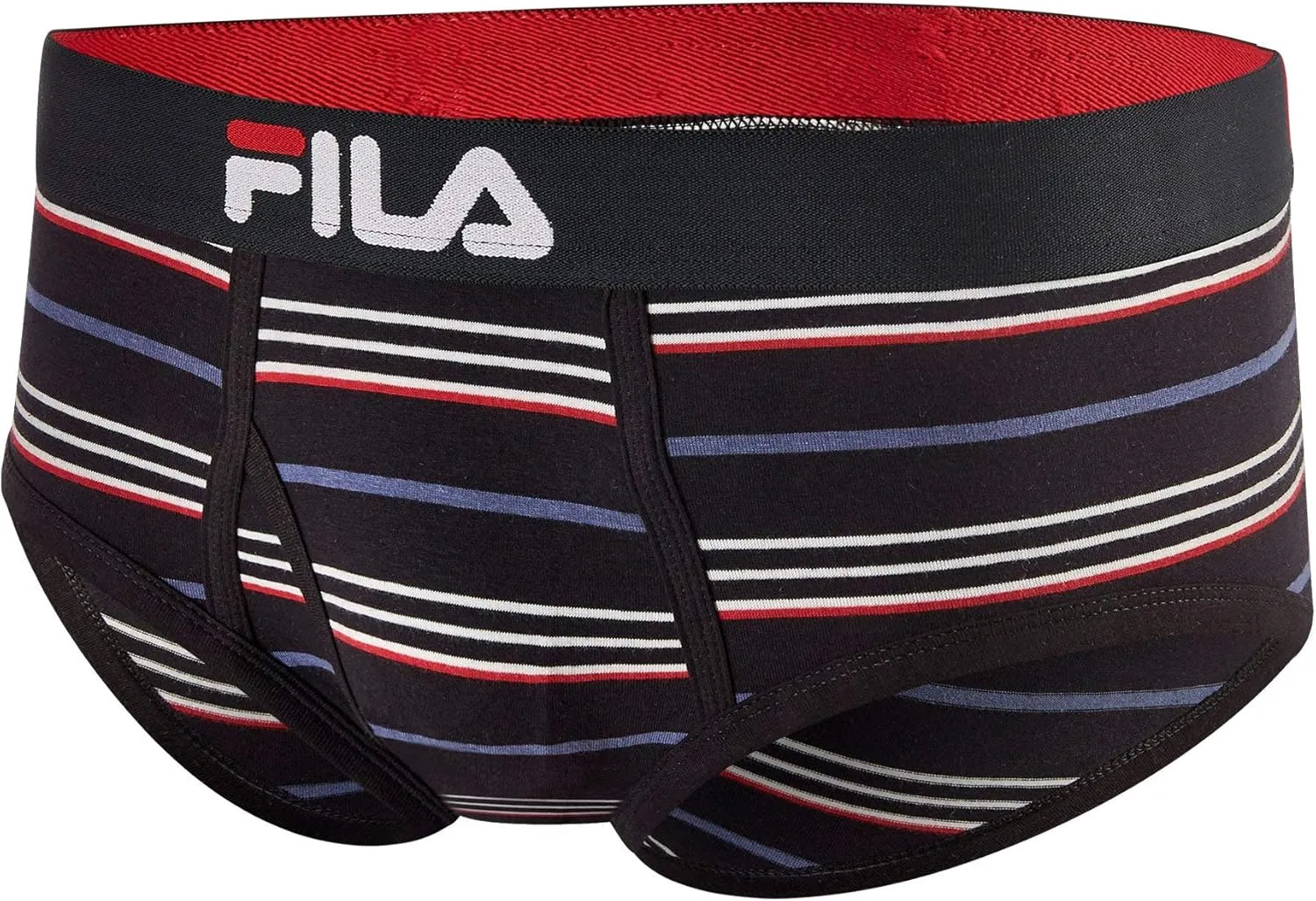 Fila Men's Regular Rise Brief Fly Front with Pouch, 4-Pack of Tagless Underwear