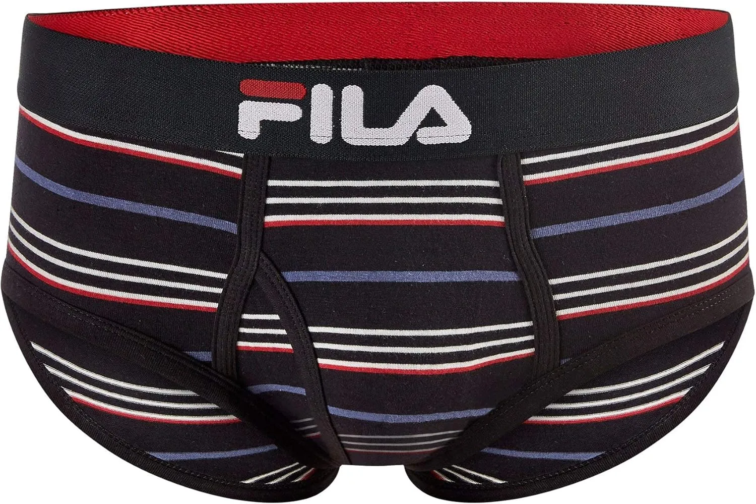 Fila Men's Regular Rise Brief Fly Front with Pouch, 4-Pack of Tagless Underwear