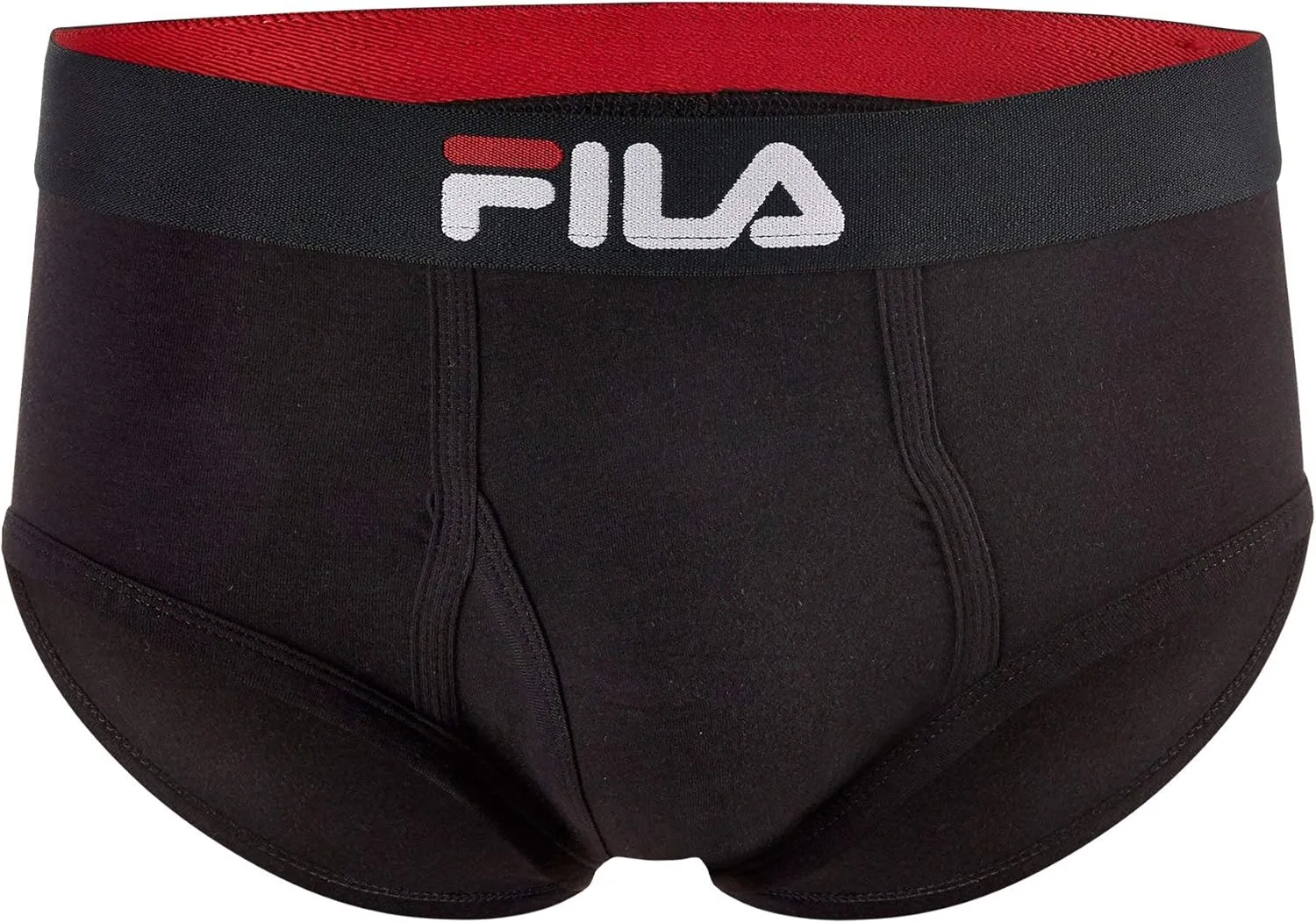 Fila Men's Regular Rise Brief Fly Front with Pouch, 4-Pack of Tagless Underwear