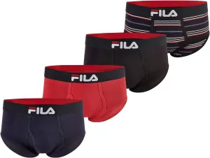 Fila Men's Regular Rise Brief Fly Front with Pouch, 4-Pack of Tagless Underwear
