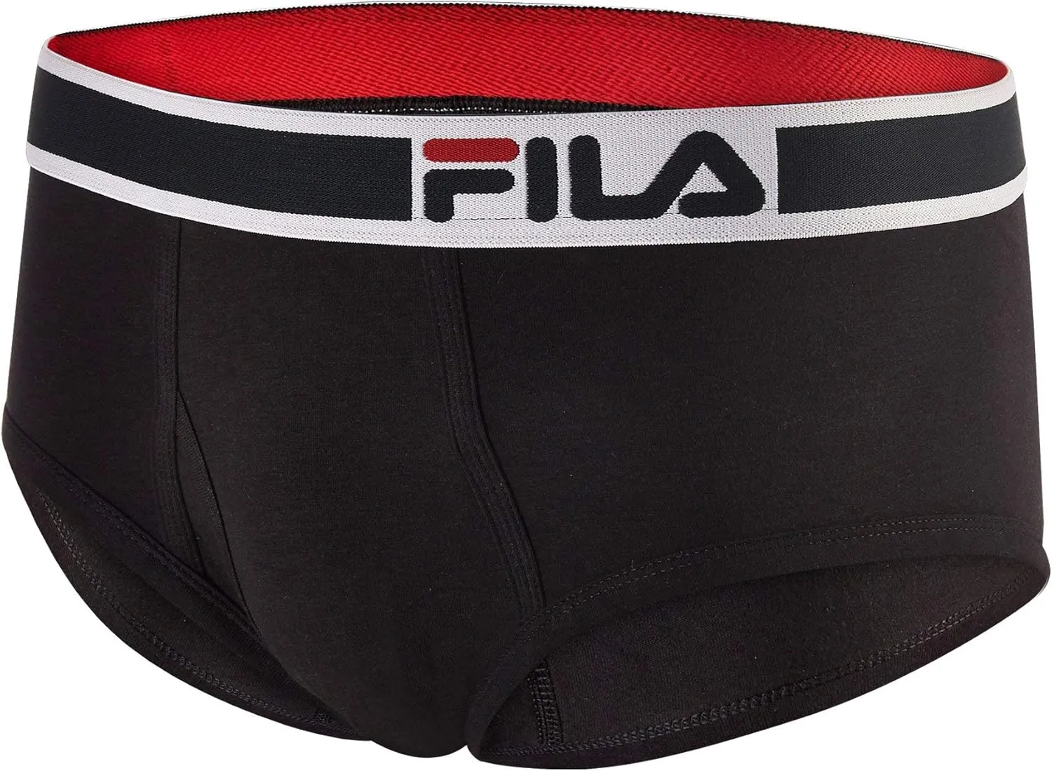 Fila Men's Regular Rise Brief Fly Front with Pouch, 4-Pack of Tagless Underwear