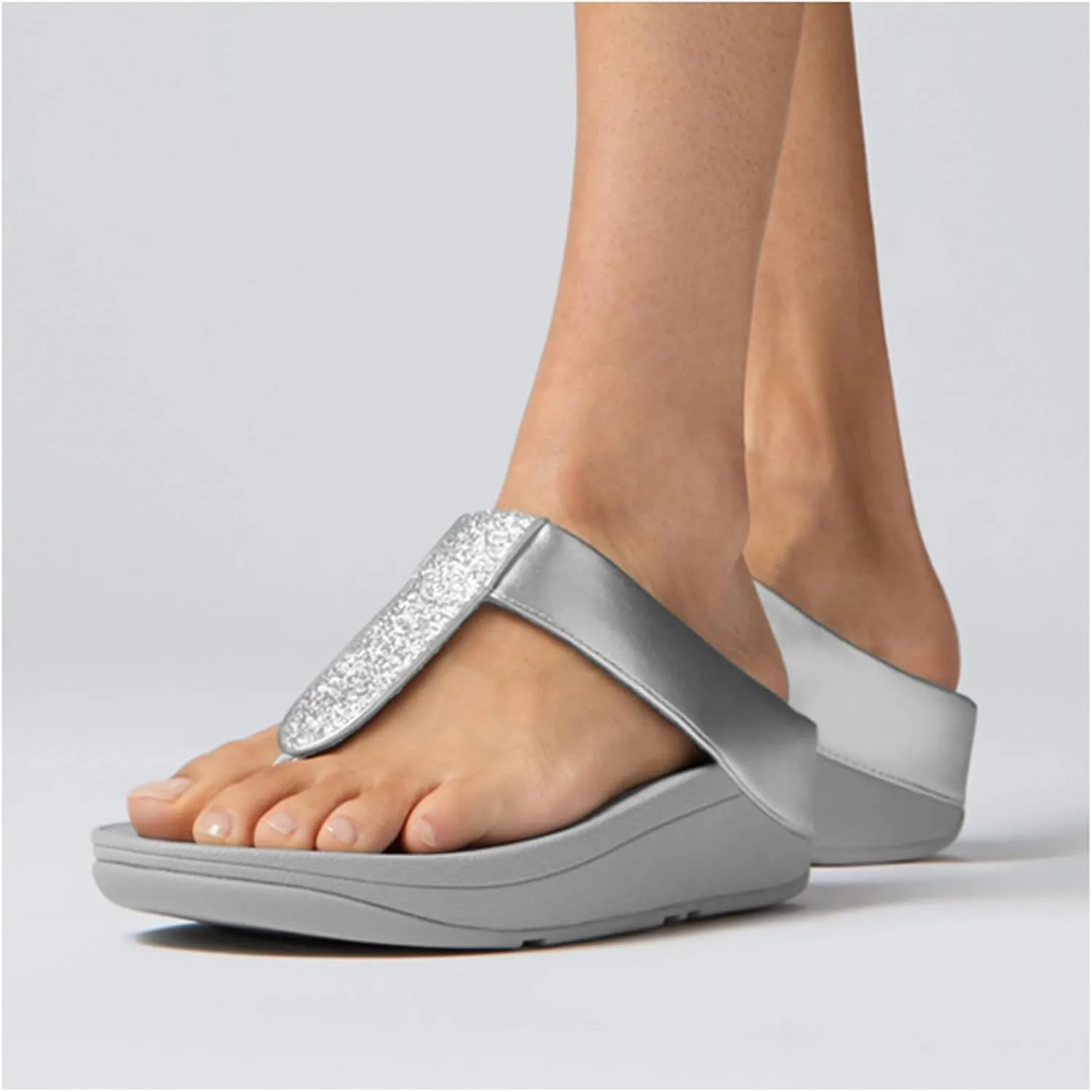 FitFlop Women's FINO Glitterdust Metallic Toe Post Flip Flop Sandal
