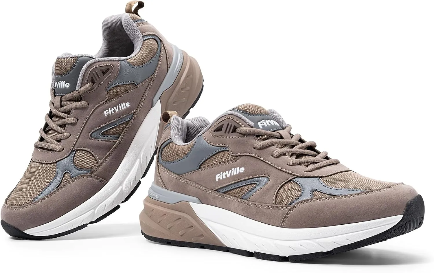 FitVille Wide Walking Shoes for Men Extra Wide Width Sneakers with Arch Support for Flat Feet Heel Pain Relief Plantar Fasciitis - Rebound NEO V1