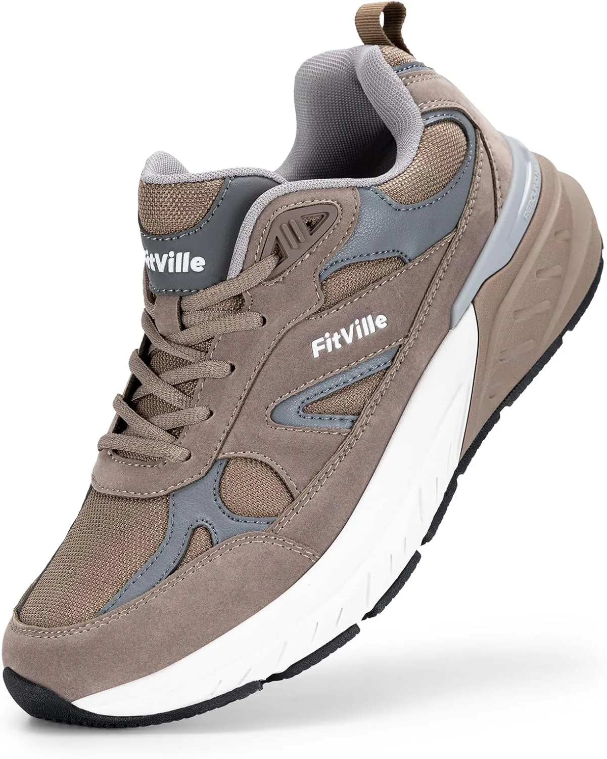 FitVille Wide Walking Shoes for Men Extra Wide Width Sneakers with Arch Support for Flat Feet Heel Pain Relief Plantar Fasciitis - Rebound NEO V1