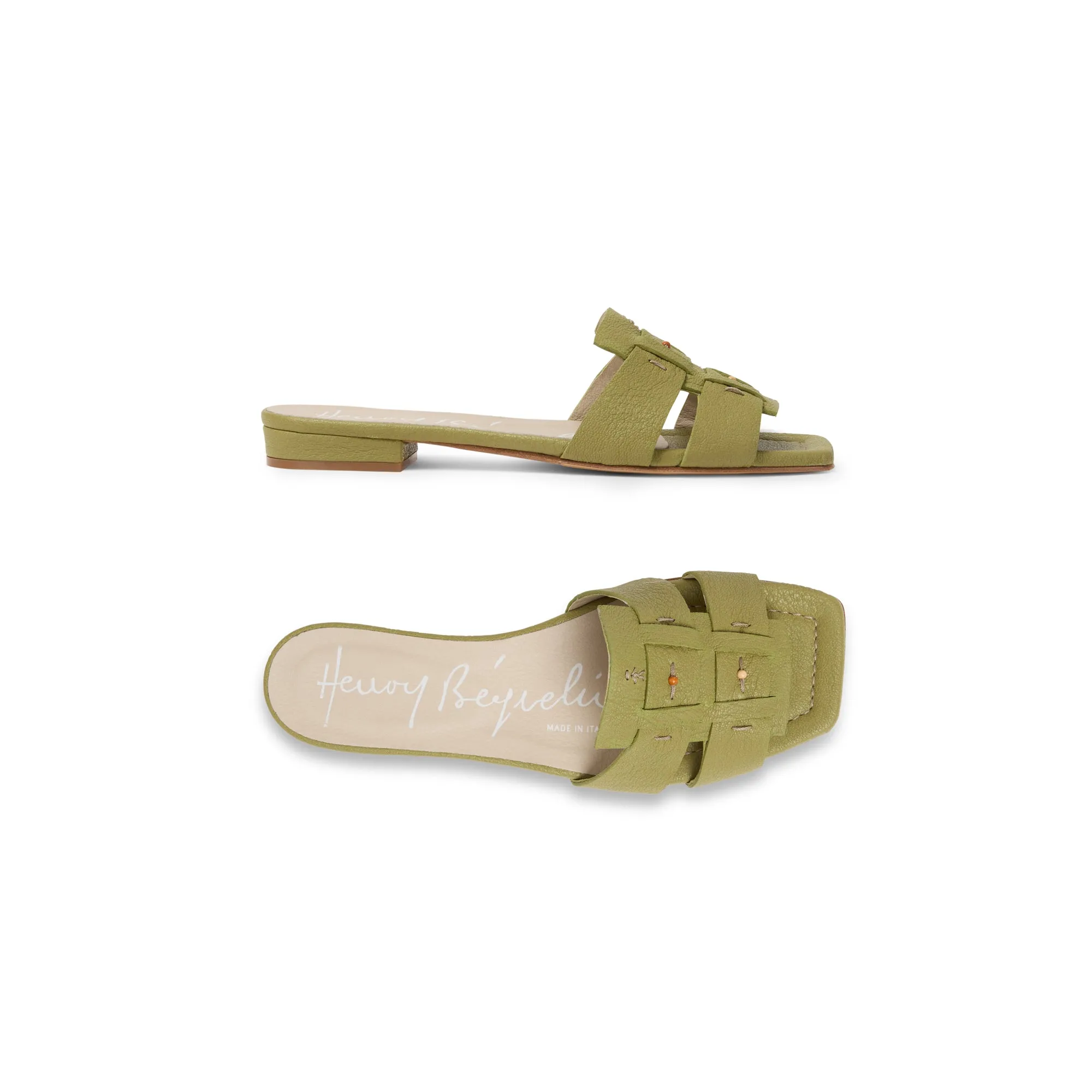 Flat Leather Slide Martellato