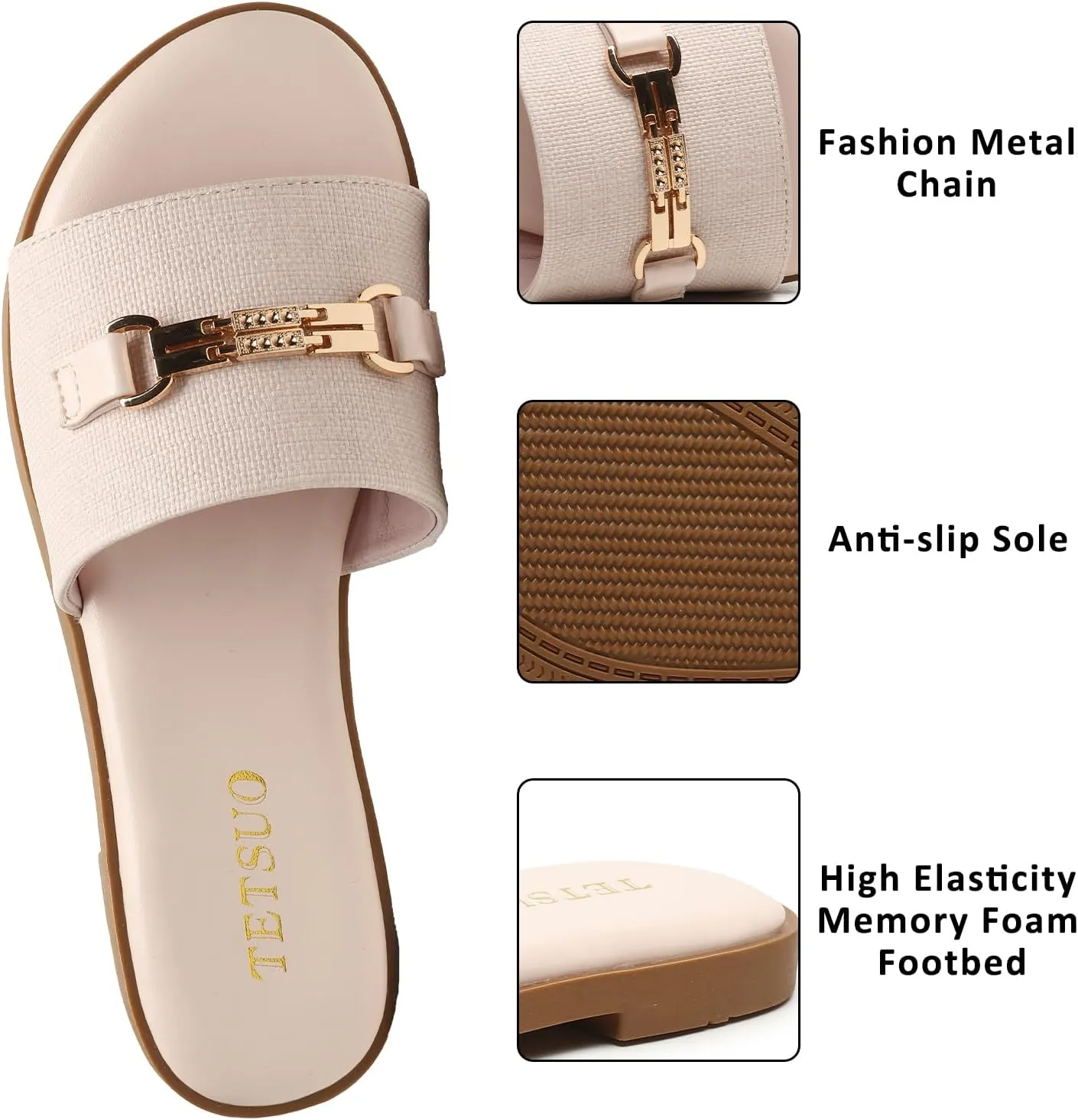 Flat Sandals for Women 2025 Slide Sandals Summer Fashion Women Dressy Slip on Shoes for Party Wedding Vacation Beach Walking Square Open Toe Shoes