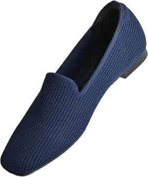Flat Shoes for Women with Mesh Knitted Square Toe Ballet Flats Soft Slip On Walking Shoes Comfortable Office Shoes