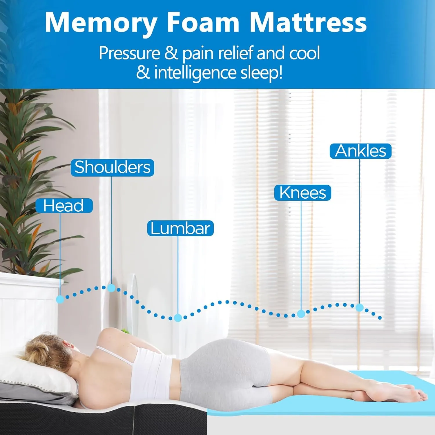 Folding Mattress,3 inch Twin Tri-Folding Memory Foam Mattress, Portable Trifold with Washable Cover, Non-Slip Bottom for Camping & Guest Beds, 75"x38"x3"