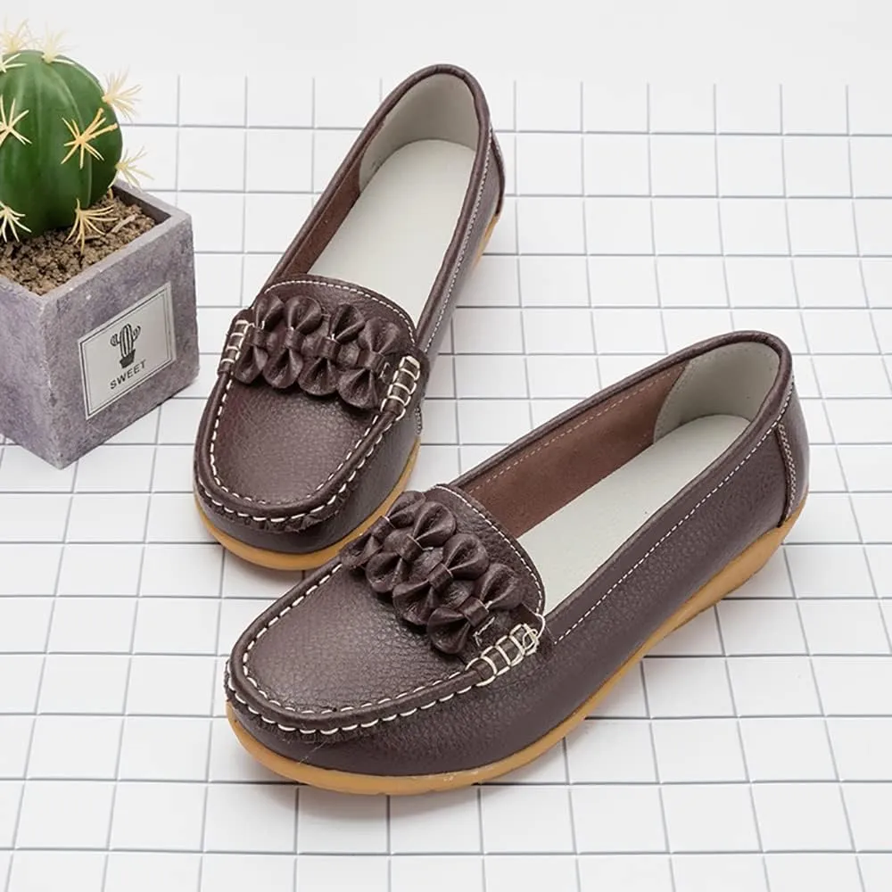 FolHaoth Womens Loafers Slip On Moccasin Shoes Casual Flat Breathable Round Toe Comfortable Walking Nurse Loafers Non Slip Fashion Driving Shoes for Women