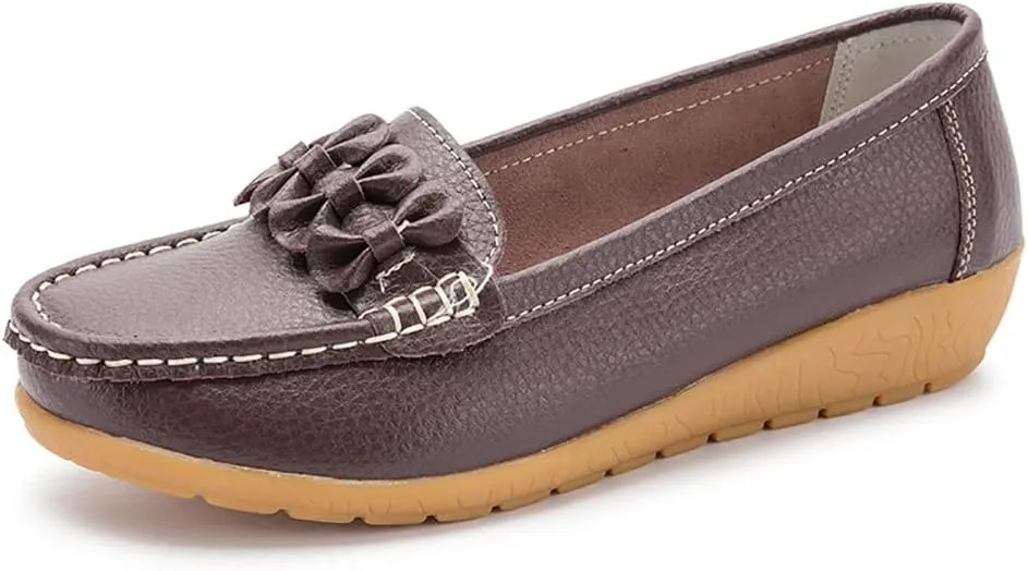 FolHaoth Womens Loafers Slip On Moccasin Shoes Casual Flat Breathable Round Toe Comfortable Walking Nurse Loafers Non Slip Fashion Driving Shoes for Women