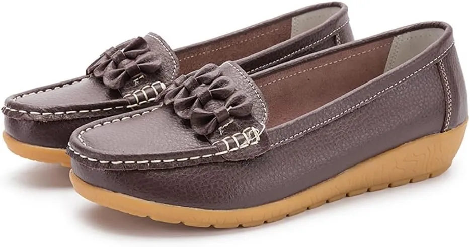 FolHaoth Womens Loafers Slip On Moccasin Shoes Casual Flat Breathable Round Toe Comfortable Walking Nurse Loafers Non Slip Fashion Driving Shoes for Women