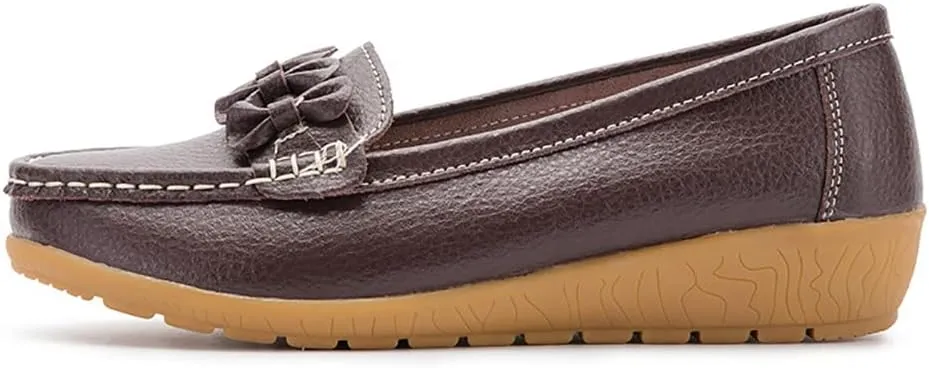 FolHaoth Womens Loafers Slip On Moccasin Shoes Casual Flat Breathable Round Toe Comfortable Walking Nurse Loafers Non Slip Fashion Driving Shoes for Women