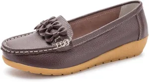FolHaoth Womens Loafers Slip On Moccasin Shoes Casual Flat Breathable Round Toe Comfortable Walking Nurse Loafers Non Slip Fashion Driving Shoes for Women
