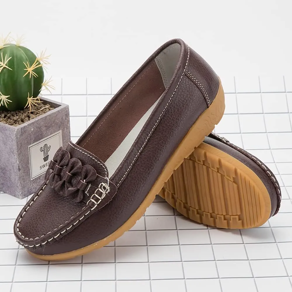 FolHaoth Womens Loafers Slip On Moccasin Shoes Casual Flat Breathable Round Toe Comfortable Walking Nurse Loafers Non Slip Fashion Driving Shoes for Women