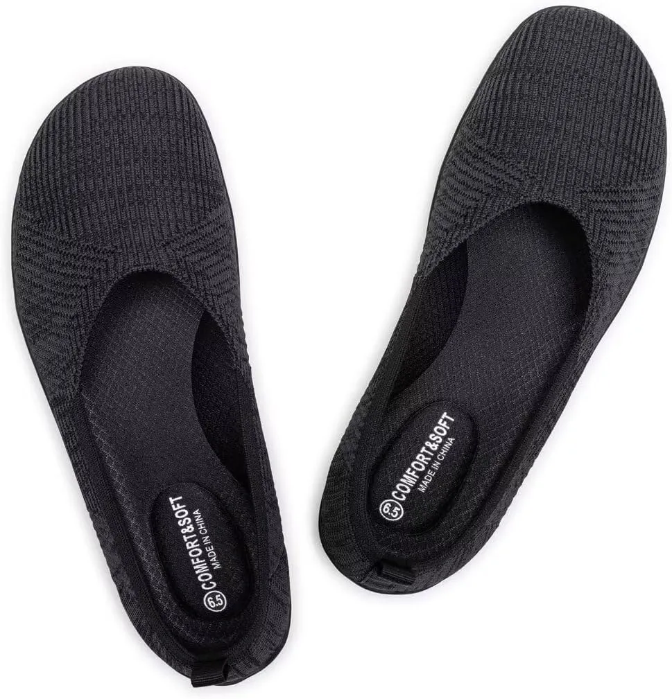 Frank Mully Womens Flat Shoes Wide Toe Box Knitted Flats Comfort Wide Width Walking Flats