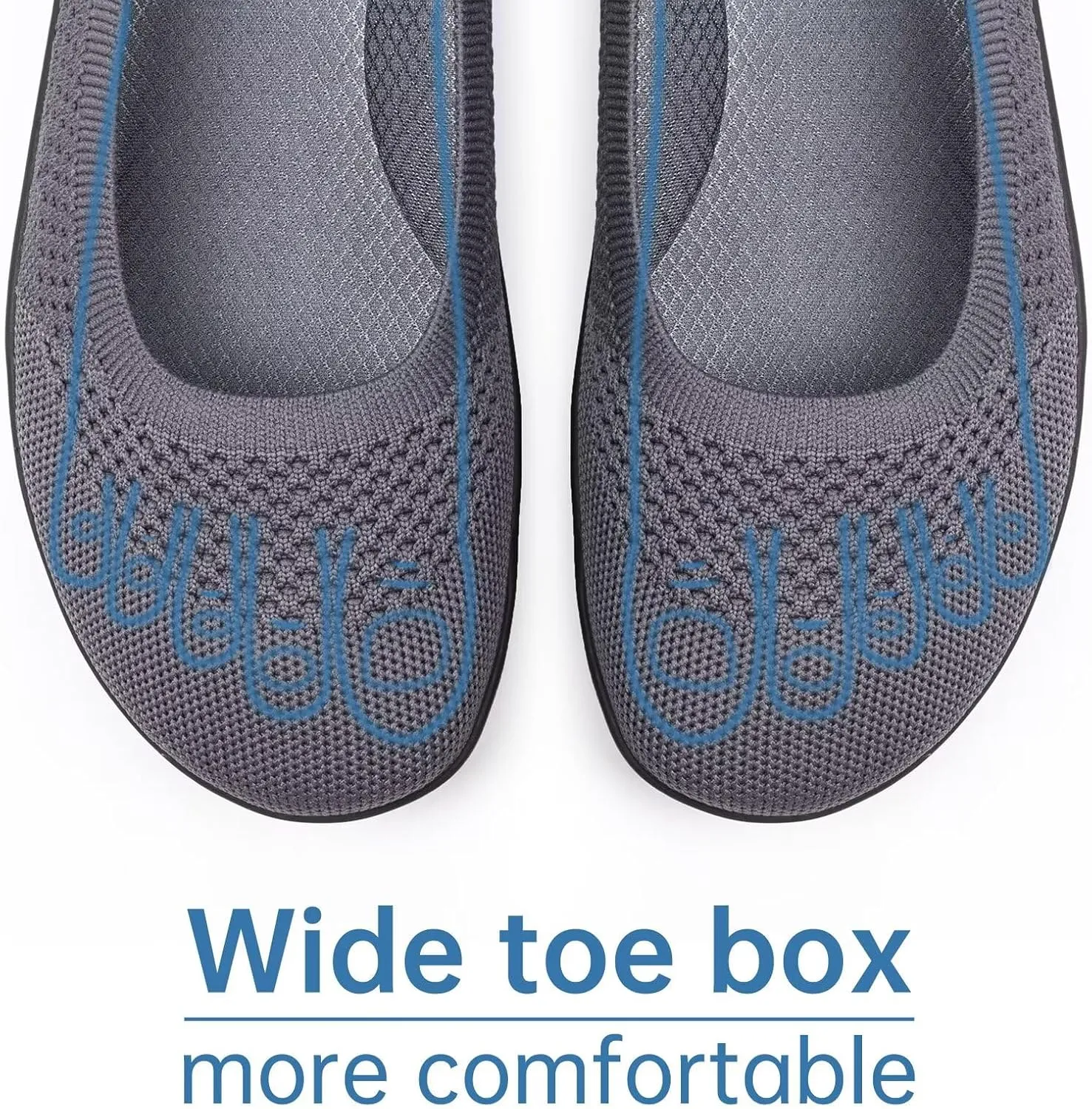 Frank Mully Womens Flat Shoes Wide Toe Box Knitted Flats Comfort Wide Width Walking Flats