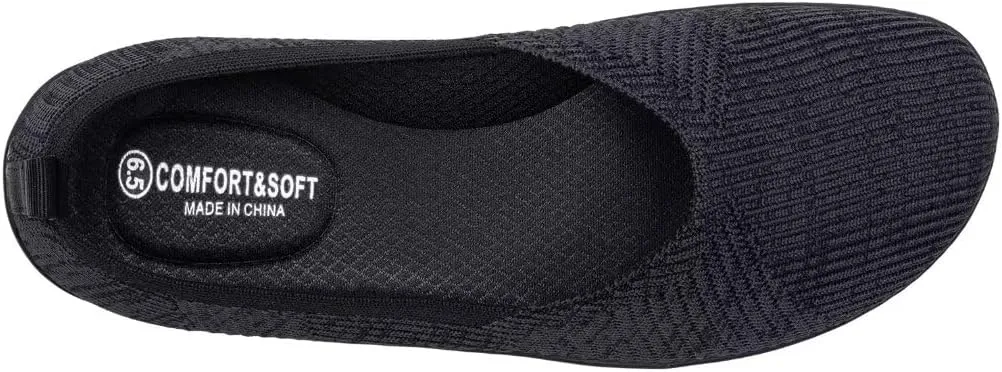 Frank Mully Womens Flat Shoes Wide Toe Box Knitted Flats Comfort Wide Width Walking Flats